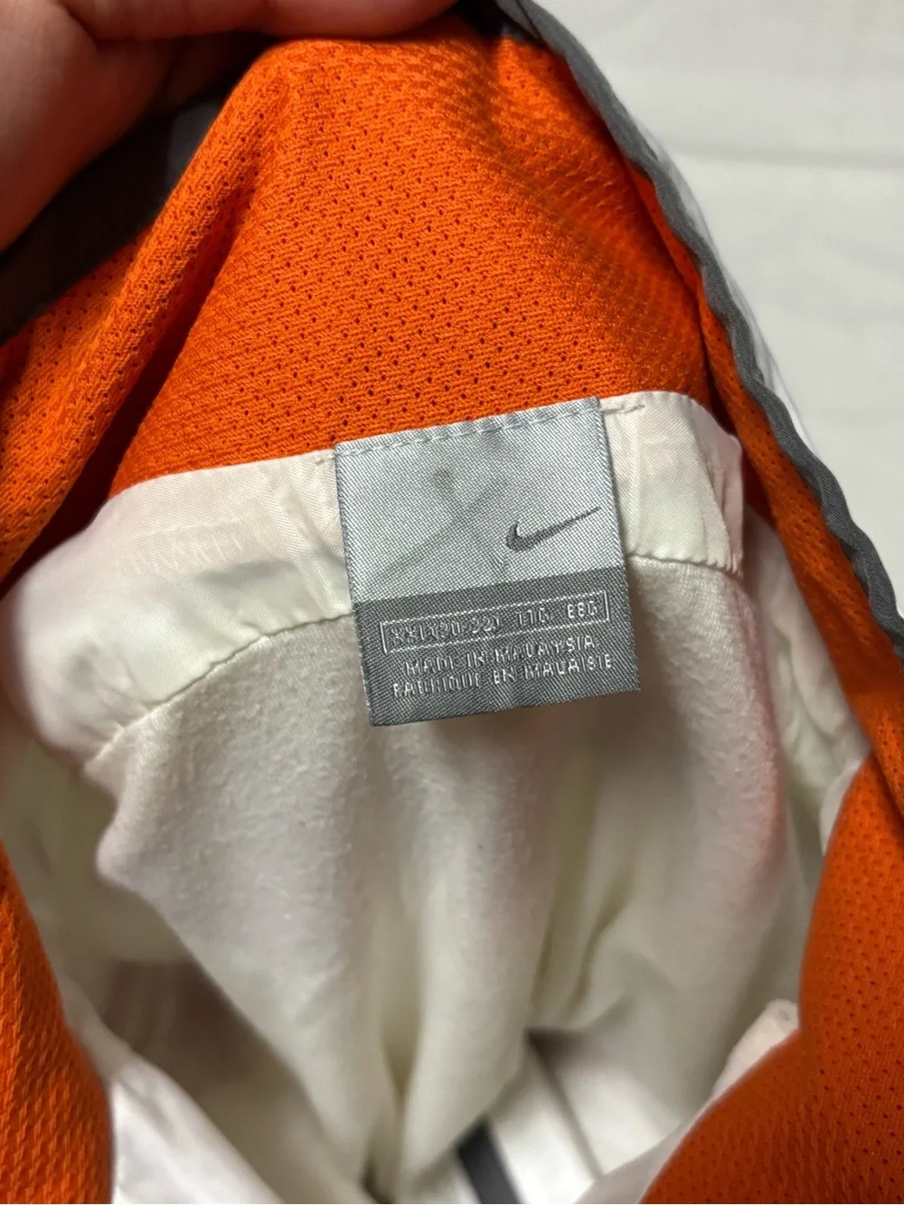 Nike White and Orange Windbreaker